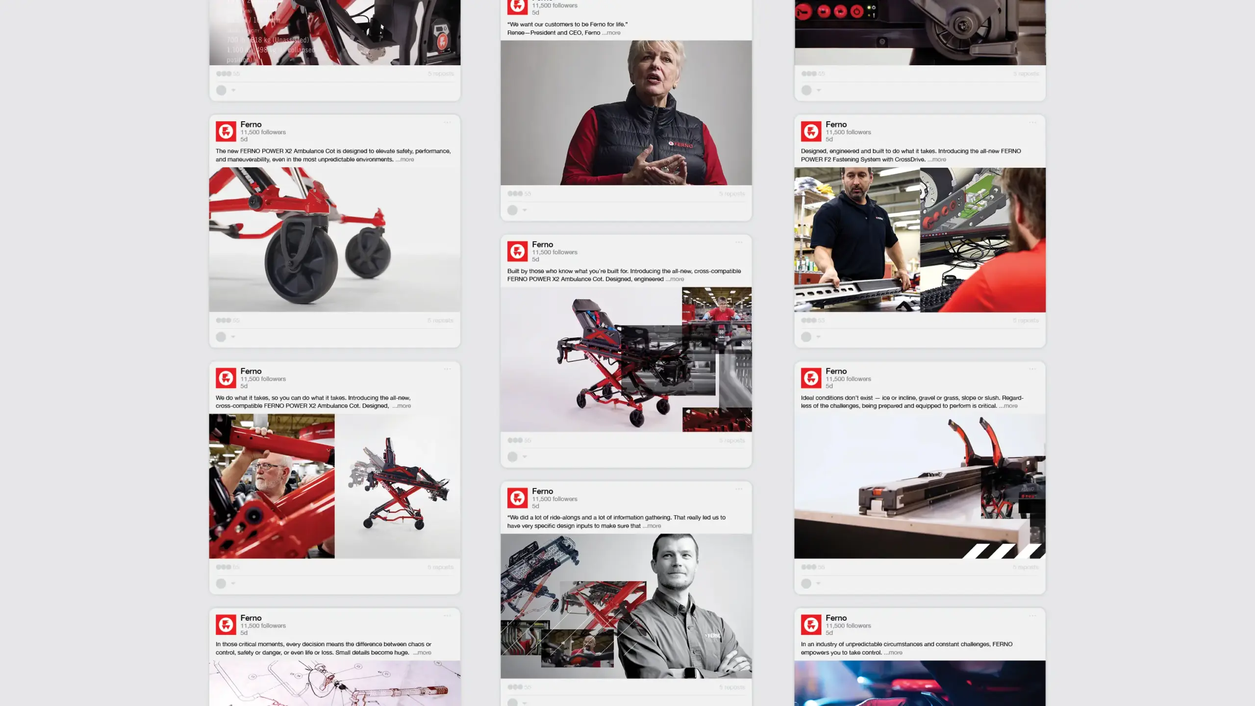 Montage of social media screens featuring Ferno