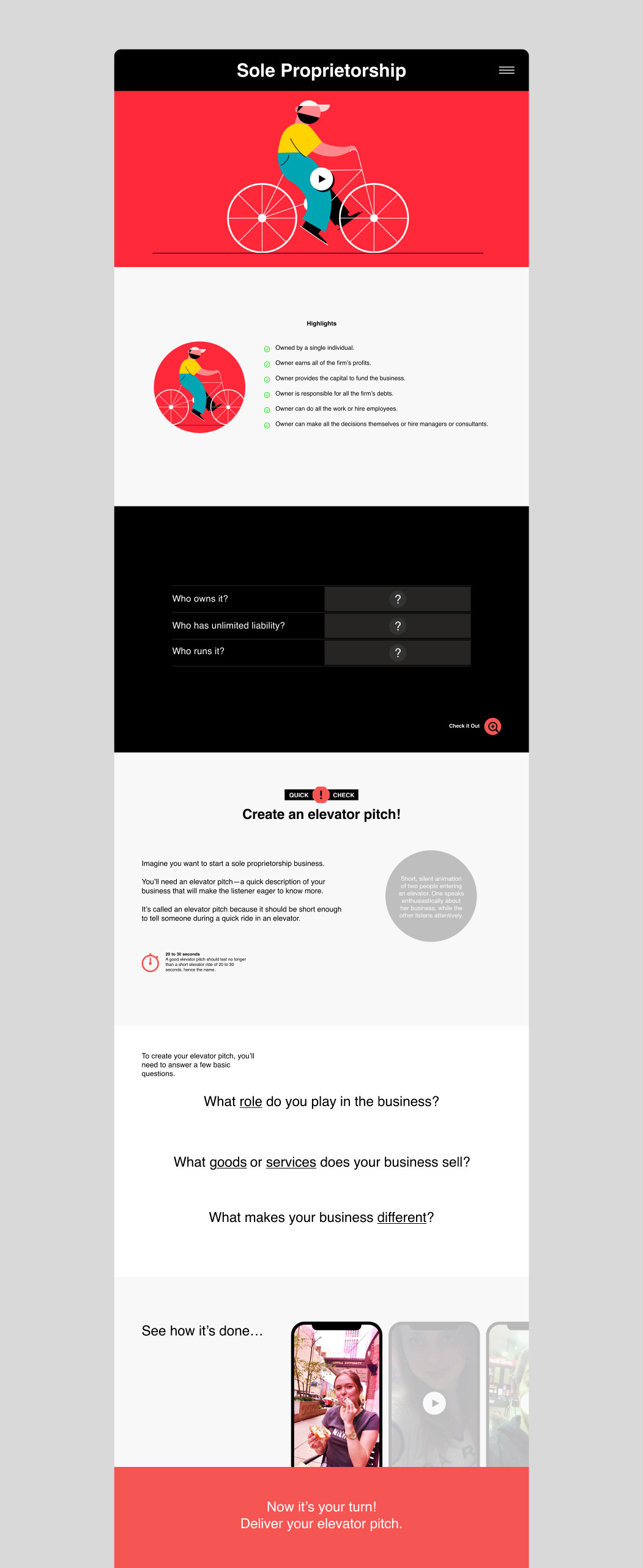 Savvas Sole Proprietorship page layout