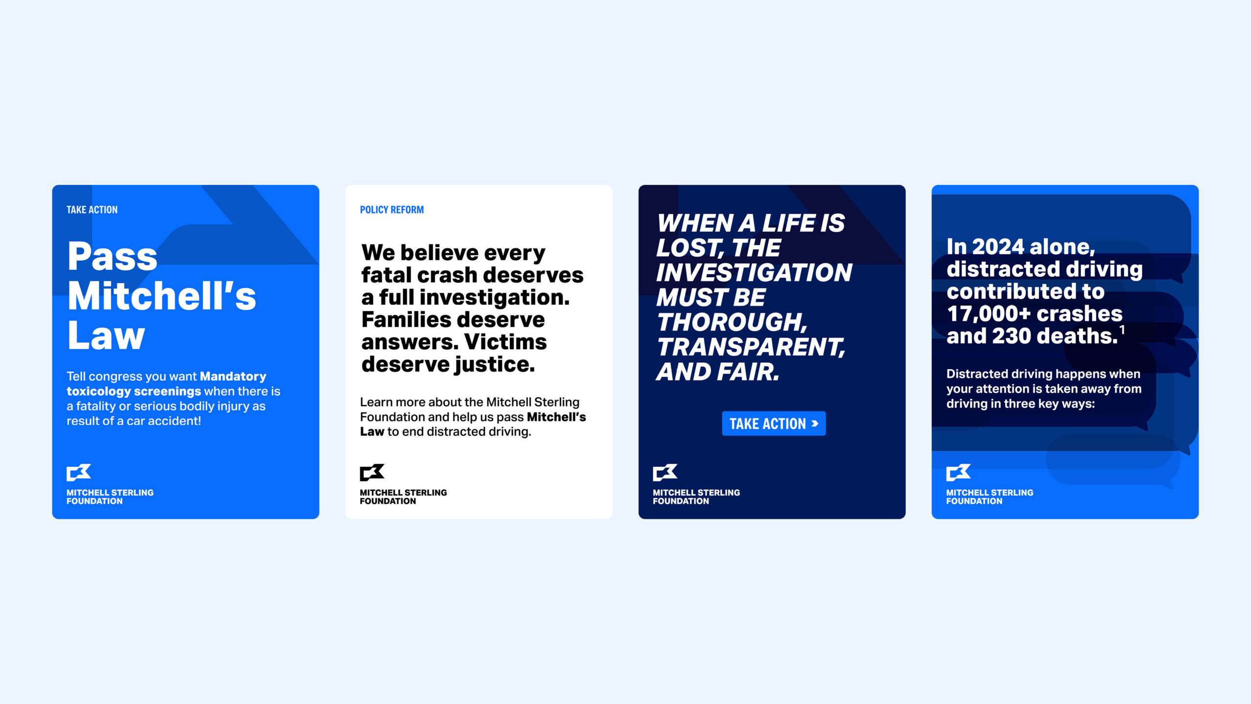 Four social media graphics for the Mitchell Sterling Foundation.