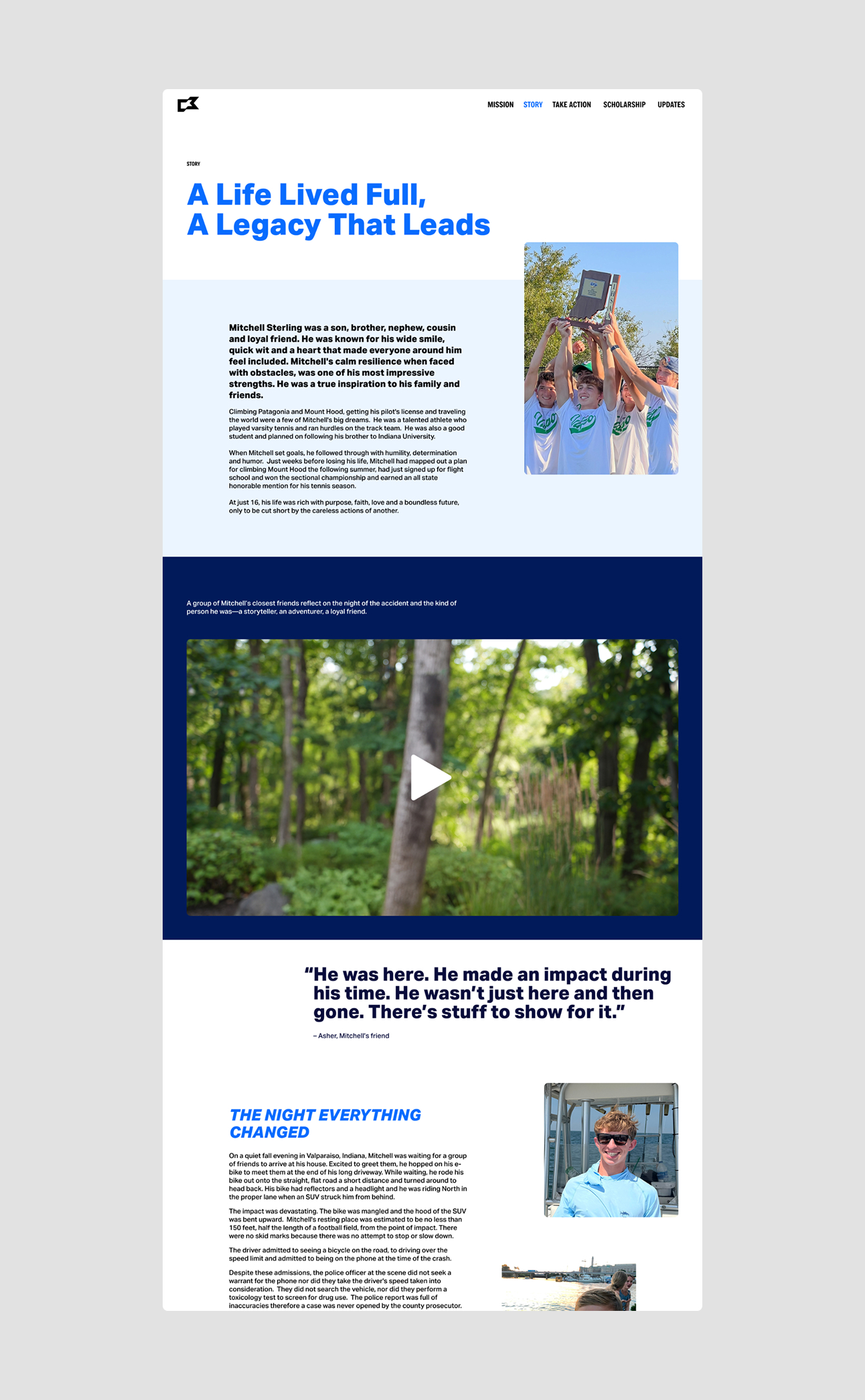 The Story page of the Mitchell Sterling Foundation website.